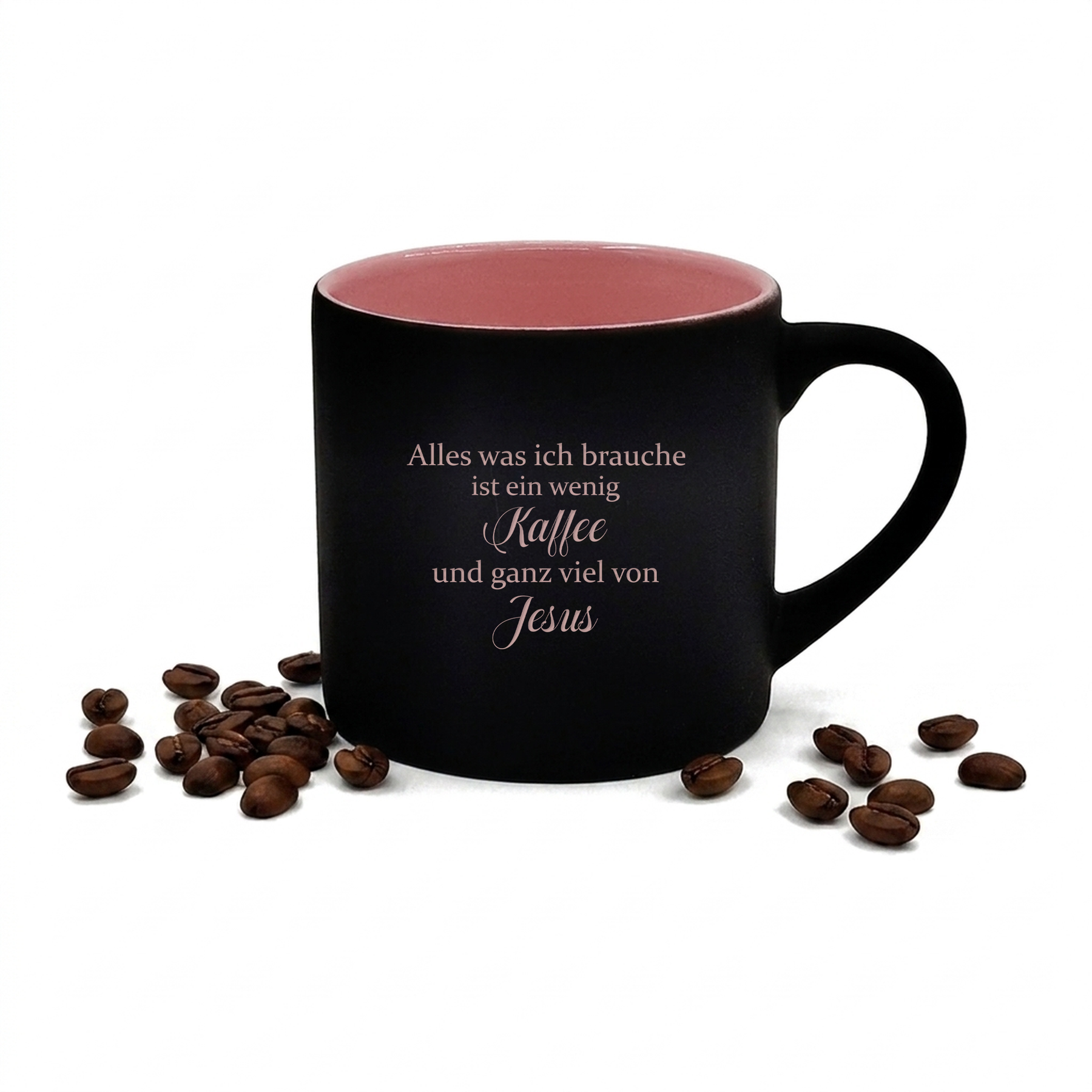 Espressotasse Gravur - Alles was ich brauche ist ein wenig Kaffee und ganz viel von Jesus