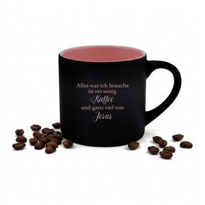 Espressotasse Gravur - Alles was ich brauche ist ein wenig Kaffee und ganz viel von Jesus