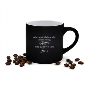 Espressotasse Gravur - Alles was ich brauche ist ein wenig Kaffee und ganz viel von Jesus