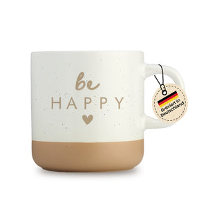 Gravierte Tasse - be happy