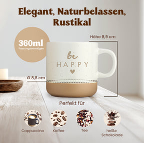 Gravierte Tasse - be happy