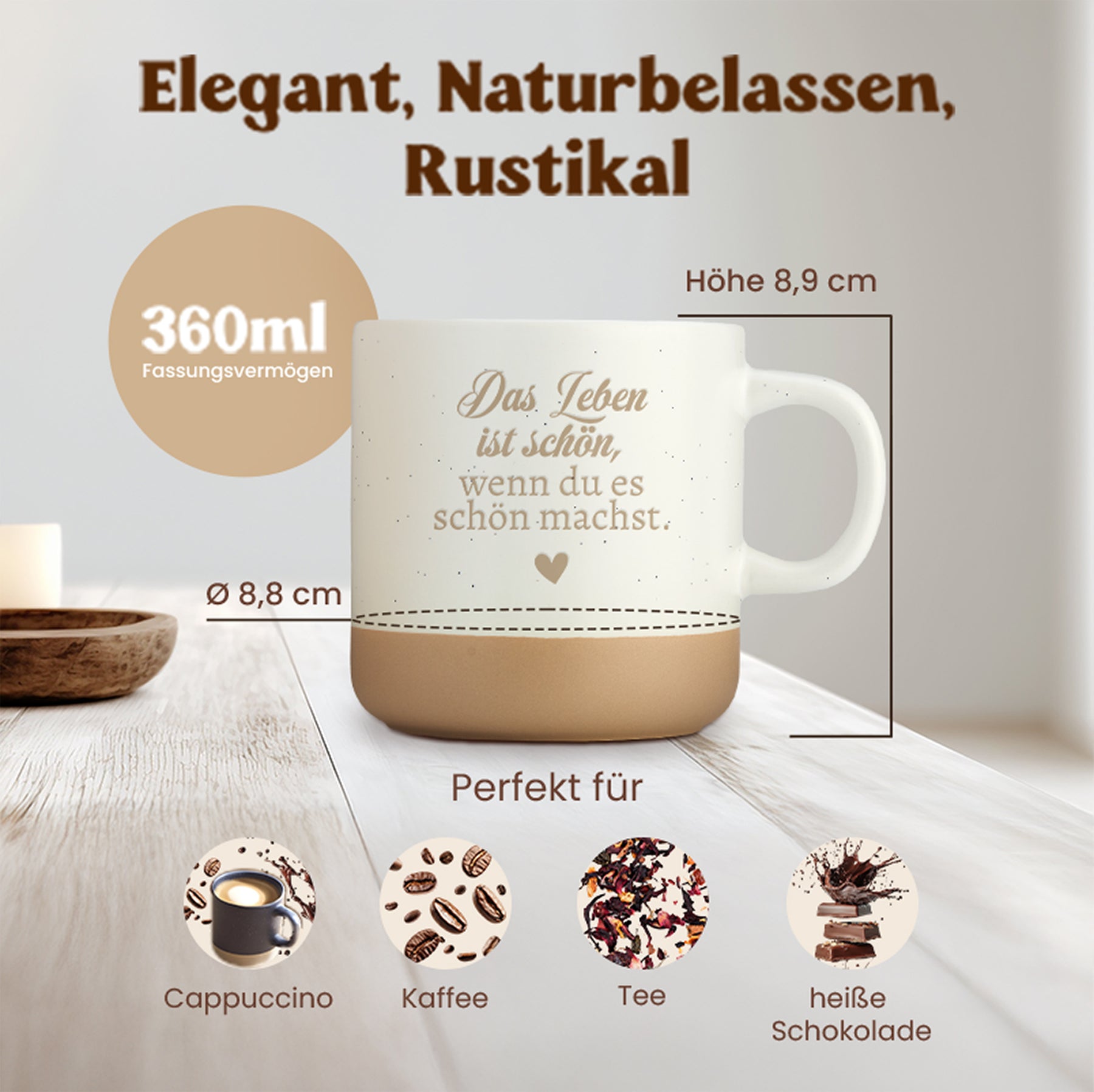 Gravierte Tasse - das leben ist schoen