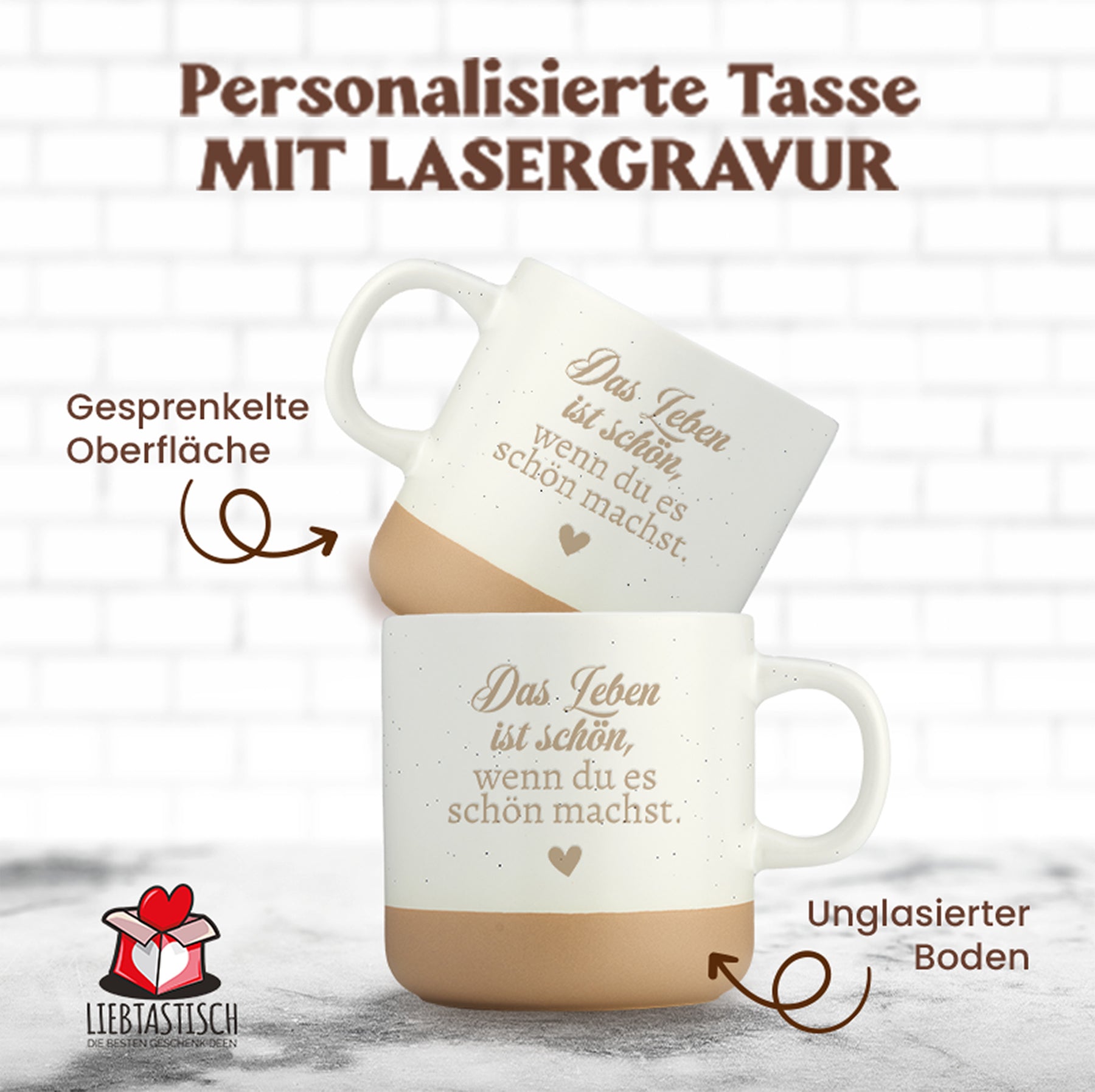 Gravierte Tasse - das leben ist schoen