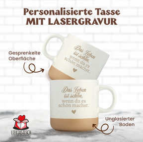 Gravierte Tasse - das leben ist schoen