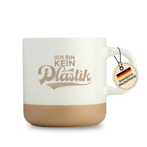 Gravierte Tasse - ich bin kein plastik schwarz