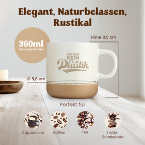 Gravierte Tasse - ich bin kein plastik schwarz