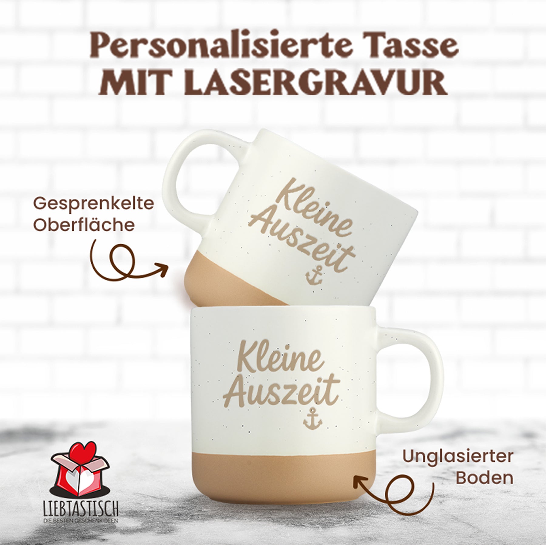 Gravierte Tasse - kleine auszeit schwarz