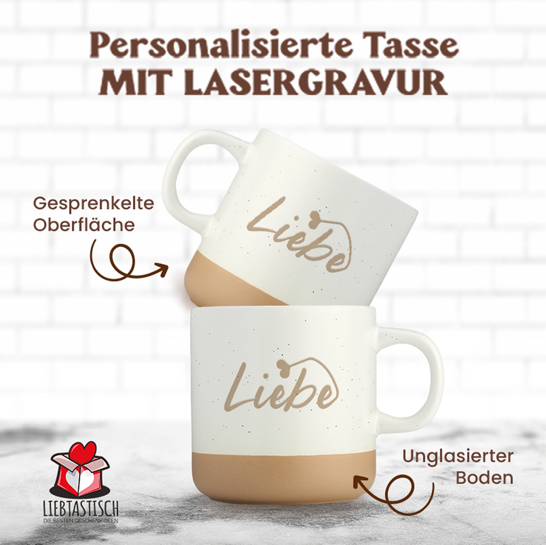 Gravierte Tasse - liebe schwarz