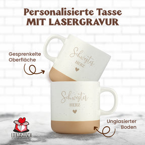 Gravierte Tasse - Schwester Herz