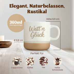Gravierte Tasse - wattn glueck schwarz