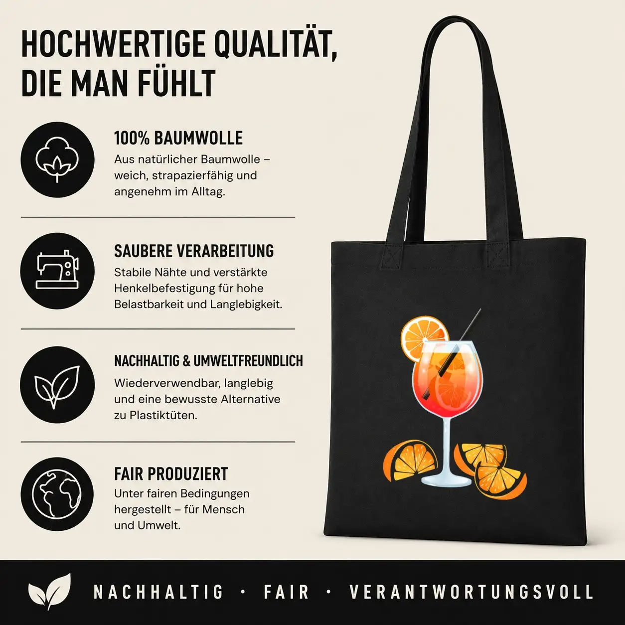 Baumwolltasche - Sommerdrinks - Motiv nach Wahl