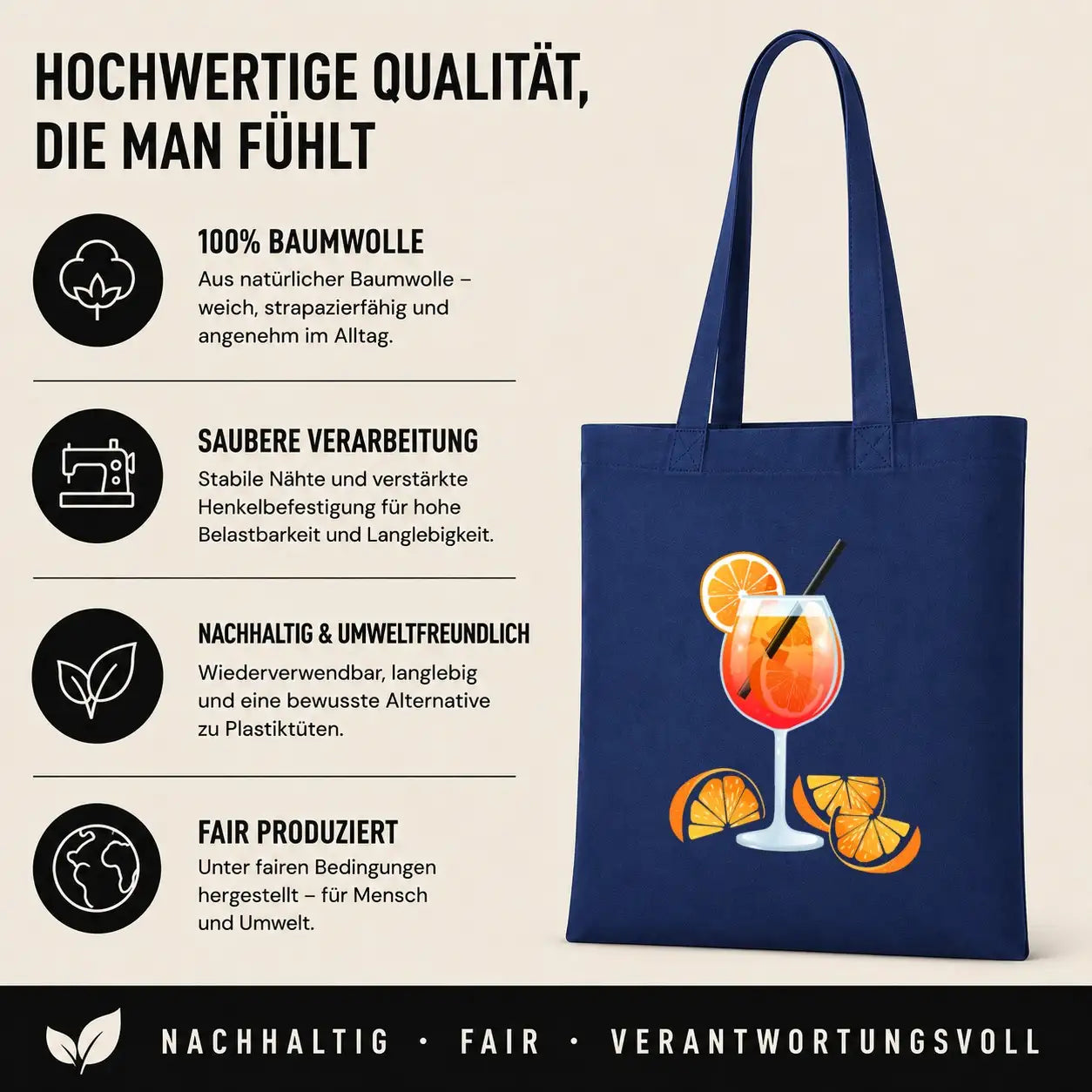 Baumwolltasche - Foodie & Drinks - Motiv nach Wahl
