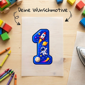 Bügelbild - Weltall Rakete Astronaut - Motiv nach Wahl