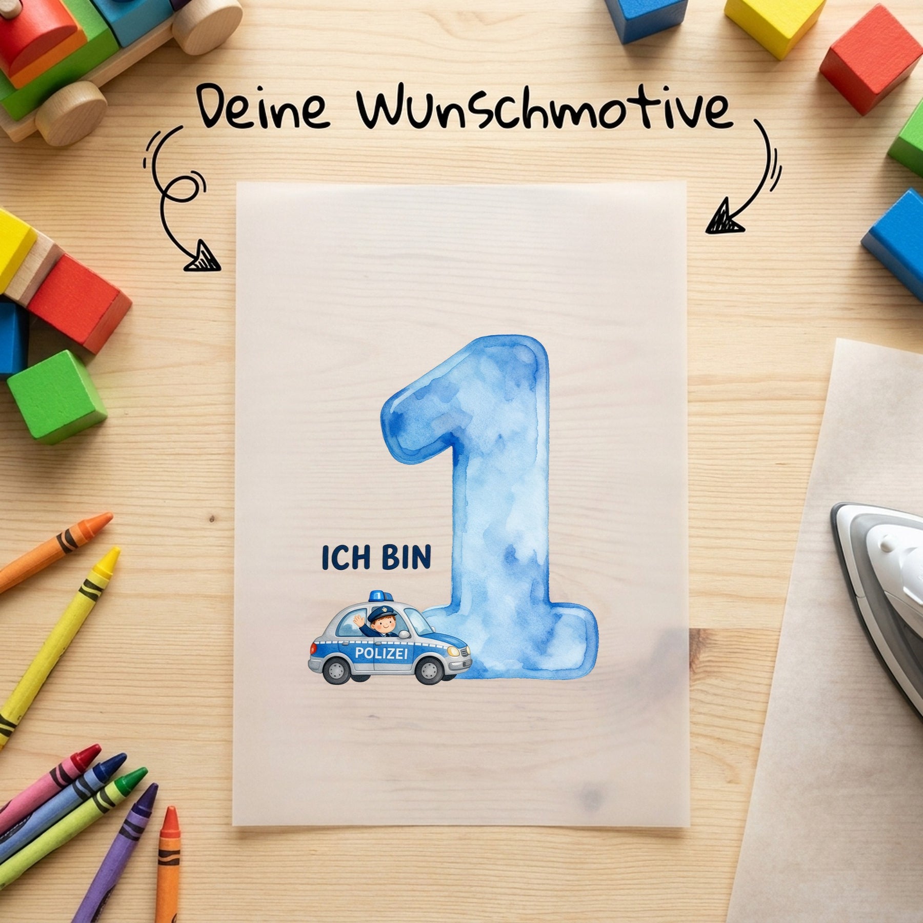 Bügelbild - Polizei Motive - Motiv nach Wahl