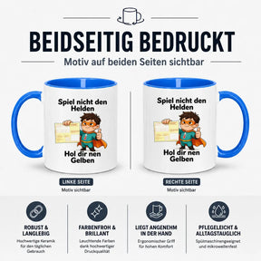 Sublimation Tasse - Comic-Superheld mit Krankschreibung