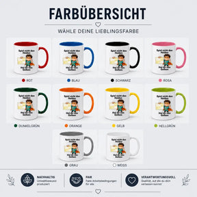 Sublimation Tasse - Comic-Superheld mit Krankschreibung