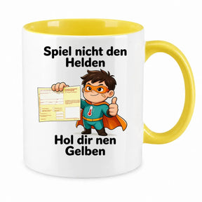 Sublimation Tasse - Comic-Superheld mit Krankschreibung
