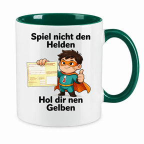 Sublimation Tasse - Comic-Superheld mit Krankschreibung
