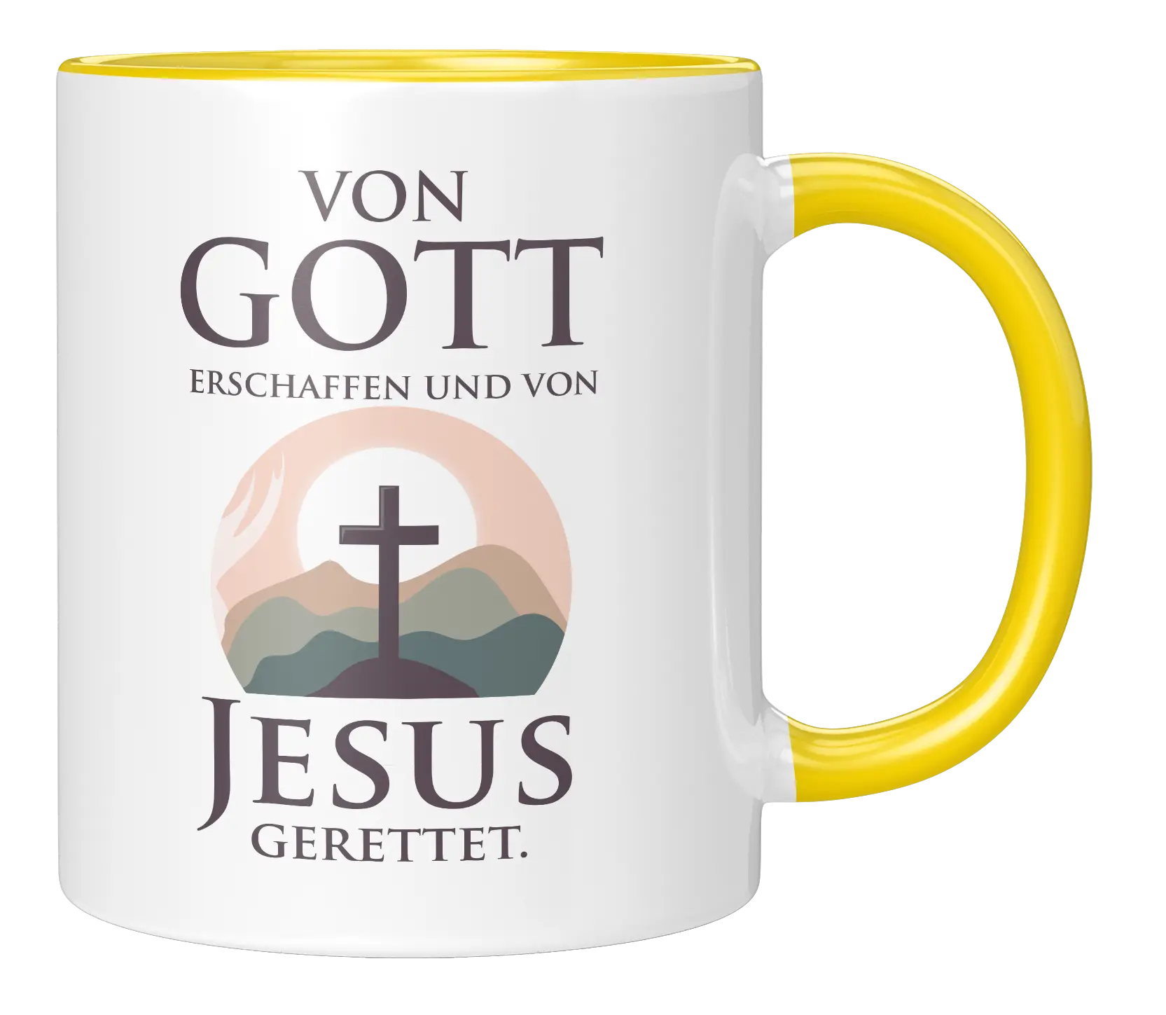 Tasse - Von Gott erschaffen und von Jesus gerettet.