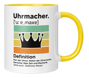 Tasse - Uhrmacher. Definition. Herr der Uhren. Retter der Uhrwerk. Herrscher über Zeit und Mechanik. Siehe auch: Göttliches Wesen.