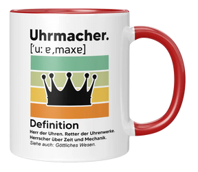 Tasse - Uhrmacher. Definition. Herr der Uhren. Retter der Uhrwerk. Herrscher über Zeit und Mechanik. Siehe auch: Göttliches Wesen.