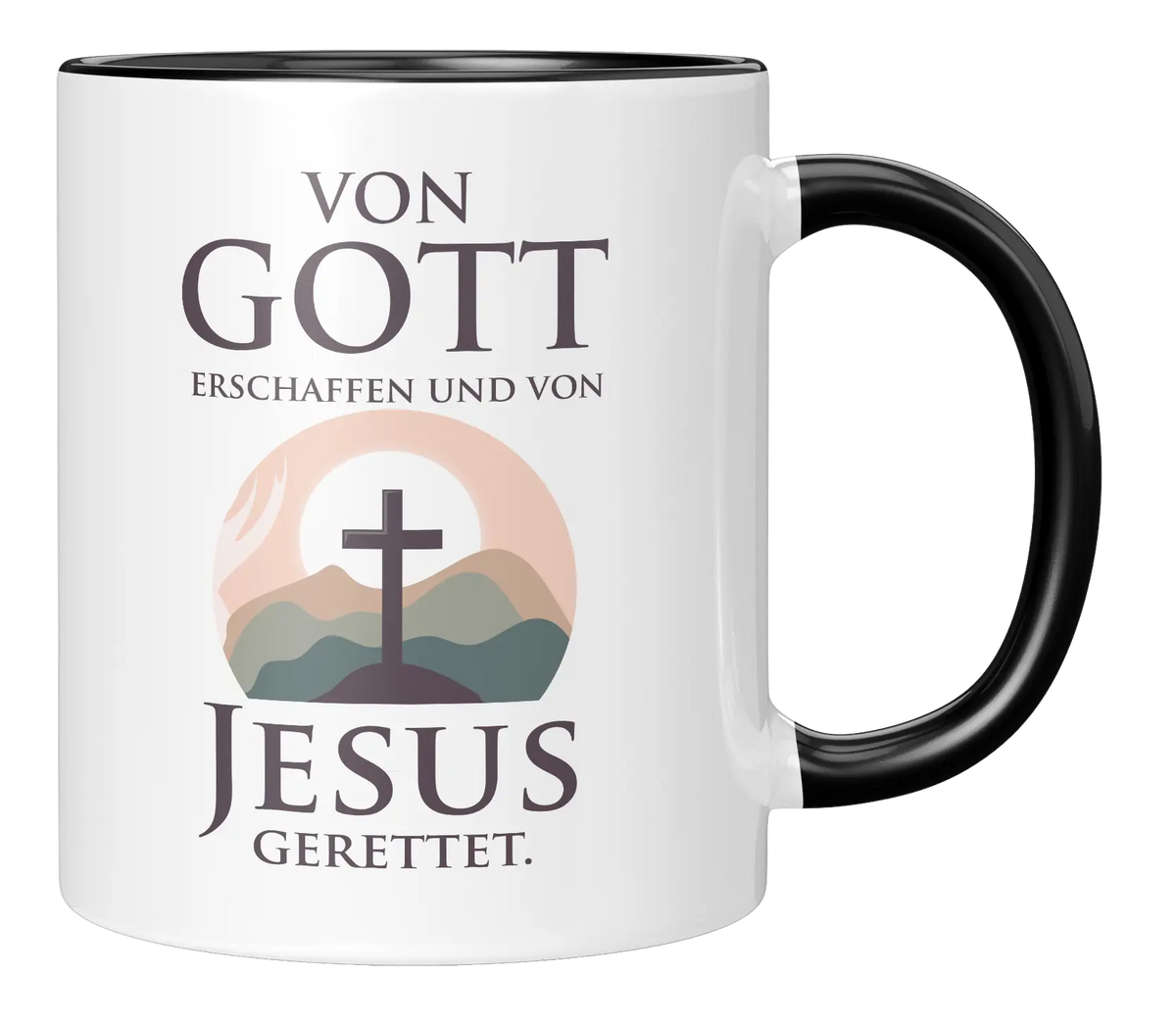 Tasse - Von Gott erschaffen und von Jesus gerettet.