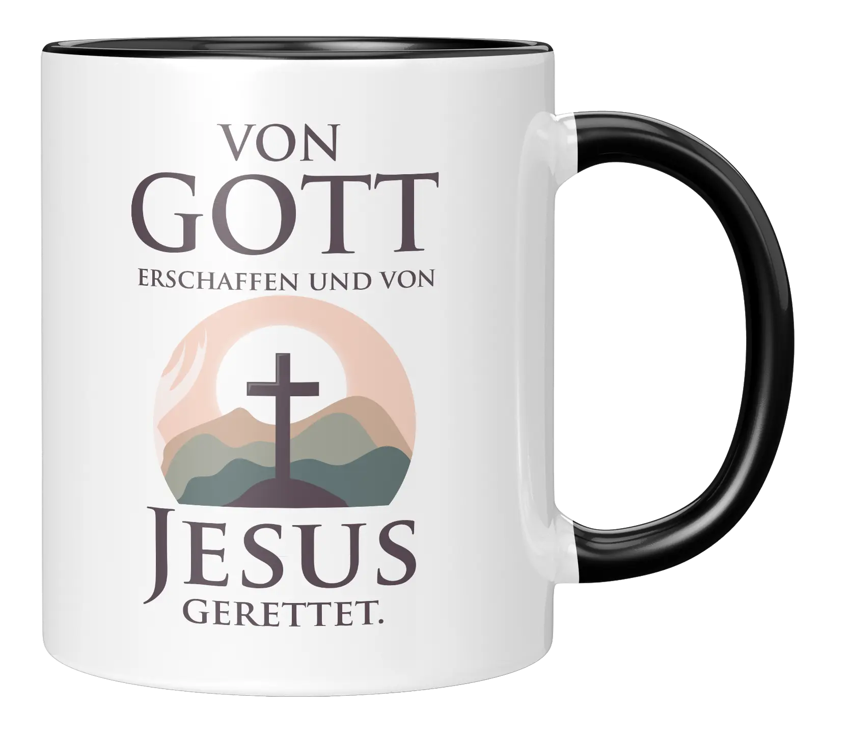 Tasse - Von Gott erschaffen und von Jesus gerettet.