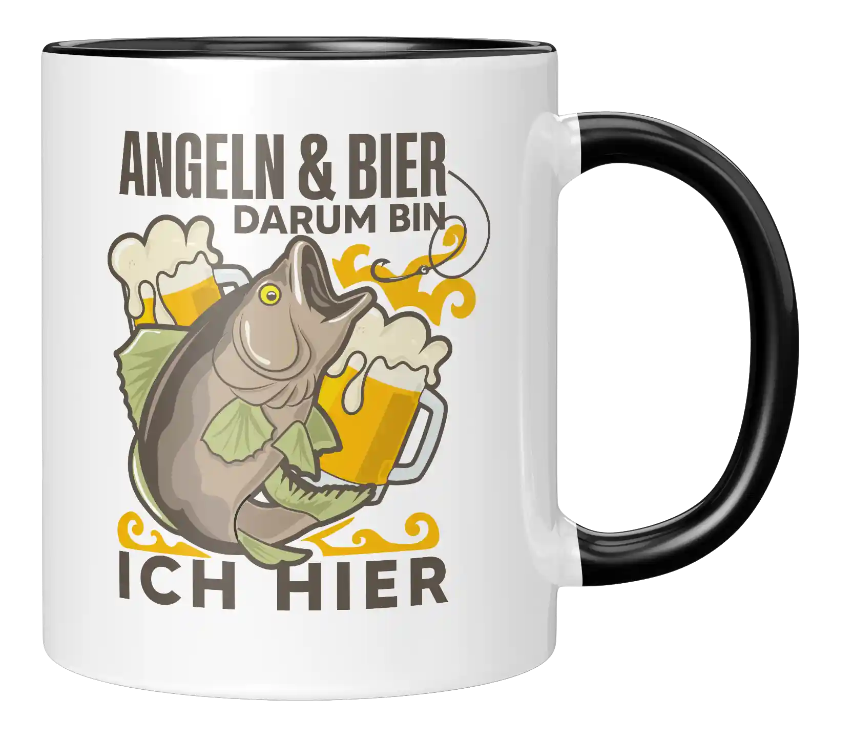Tasse - Angeln & Bier, darum bin ich hier