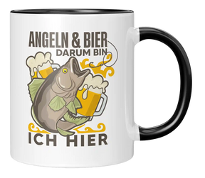 Tasse - Angeln & Bier, darum bin ich hier
