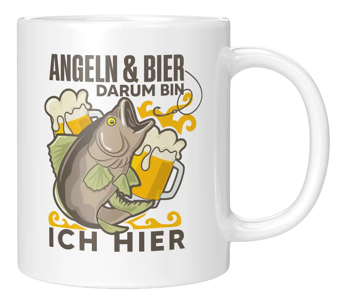 Tasse - Angeln & Bier, darum bin ich hier