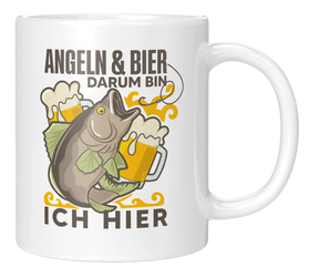 Tasse - Angeln & Bier, darum bin ich hier