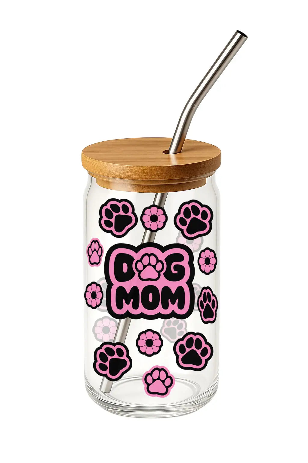 Glas mit Deckel - Dog Mom