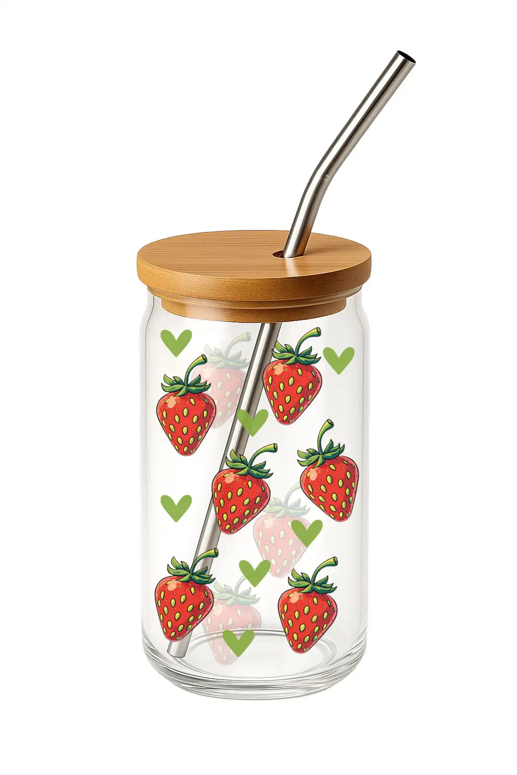 Glas mit Deckel - Erdbeeren
