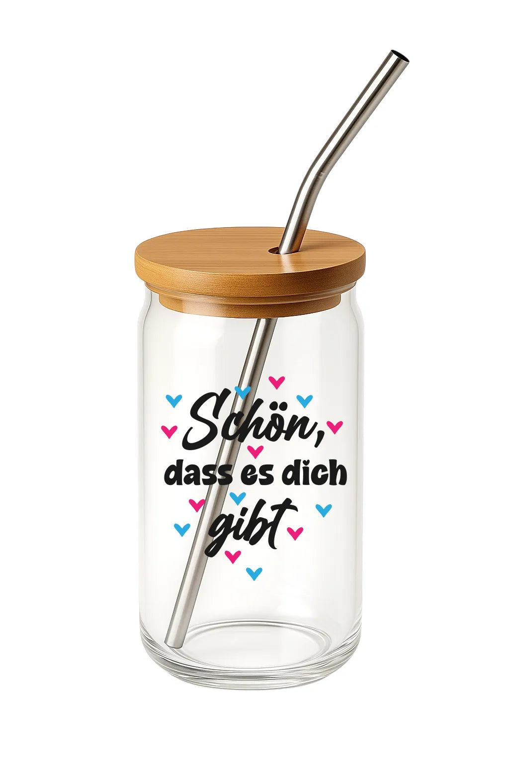 Glas mit Deckel - Schön, dass es dich gibt