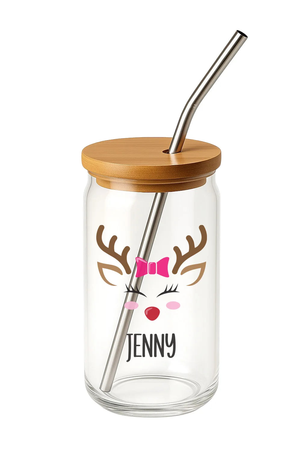 Glas mit Deckel - Rentier Minimal