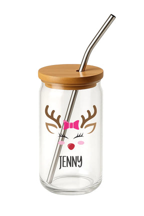 Glas mit Deckel - Rentier Minimal