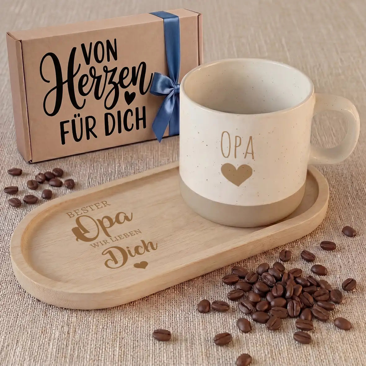 Geschenkset - Tasse + Tablett - Opa