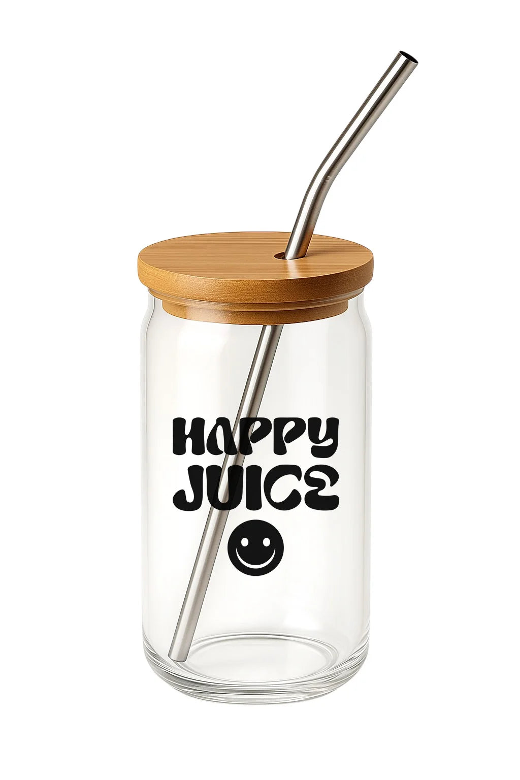 Glas mit Deckel - Happy Juice