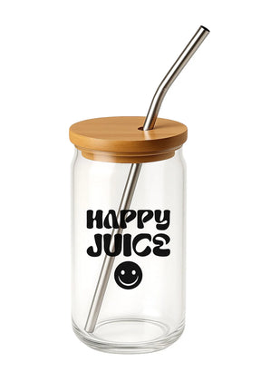 Glas mit Deckel - Happy Juice
