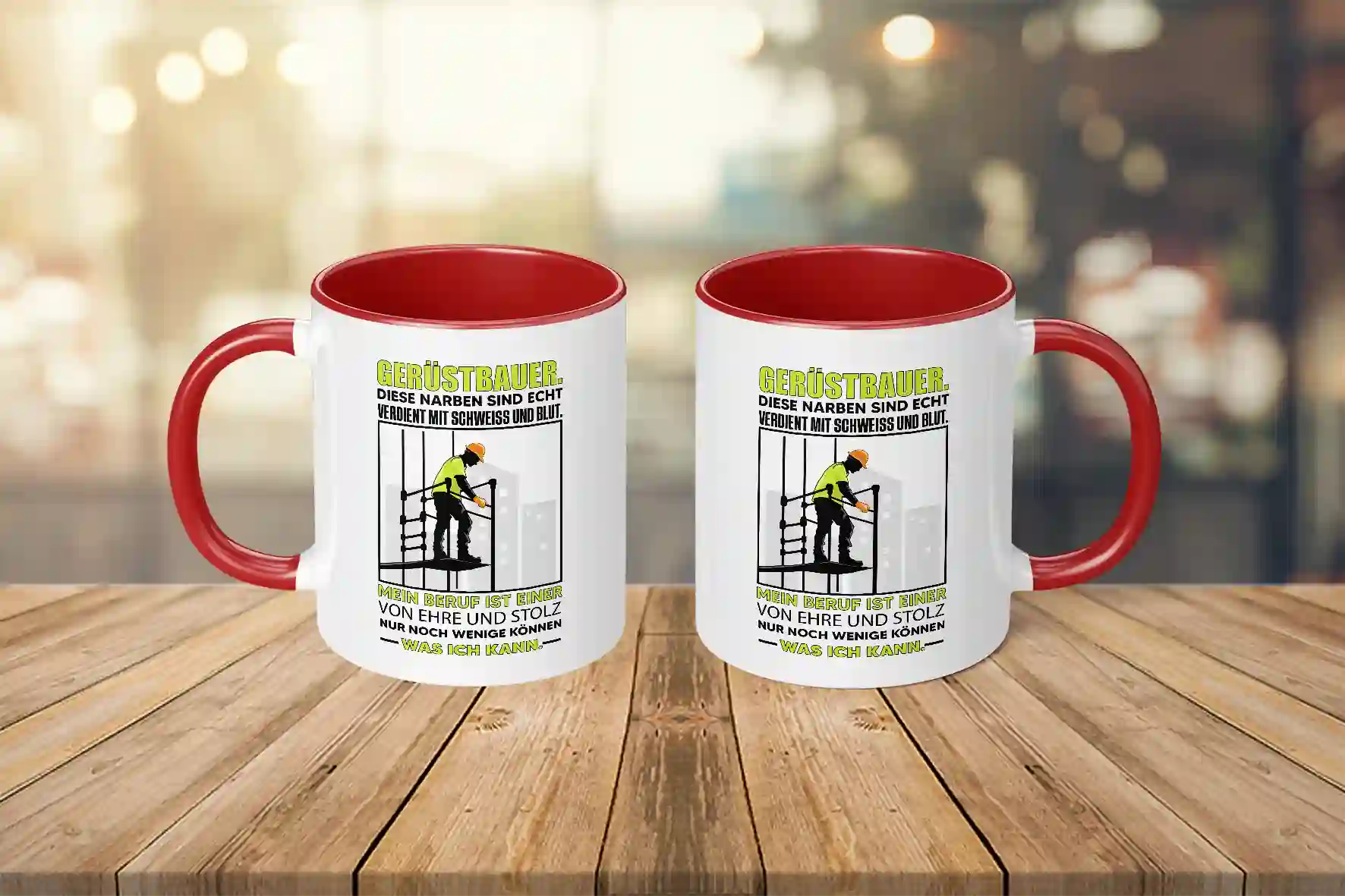 Tasse - Gerüstbauer. Diese Narben sind echt verdient mit Schweiss und Blut. Mein Beruf ist einer von Ehre und Stolz Nur noch wenige können was ich kann.