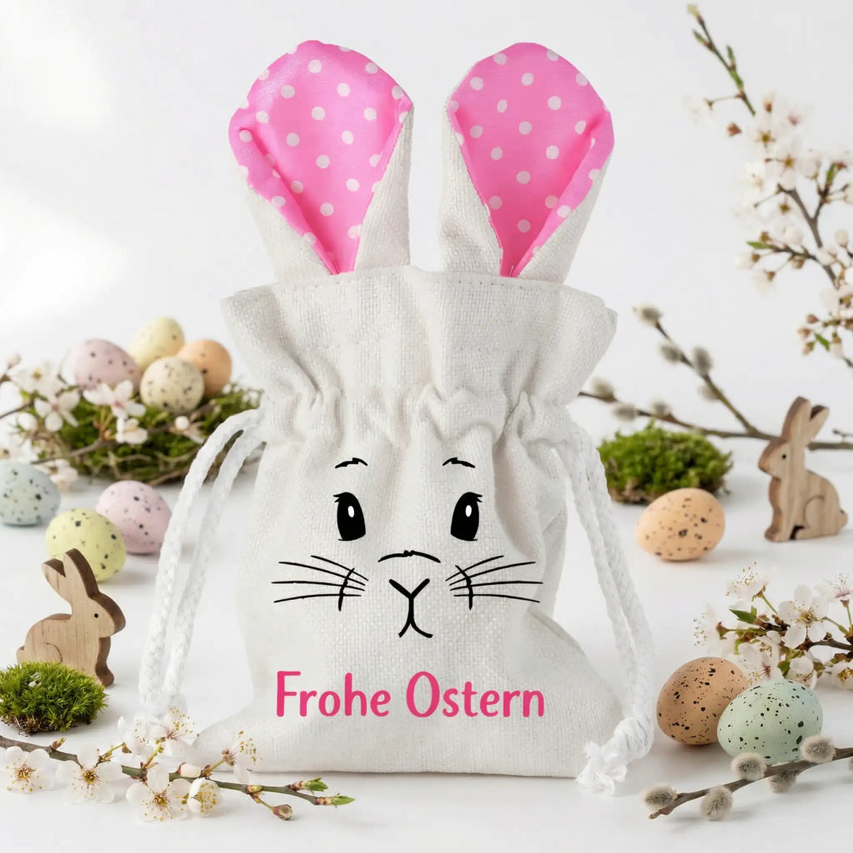 Osterbeutel - Frohe Ostern Rosa