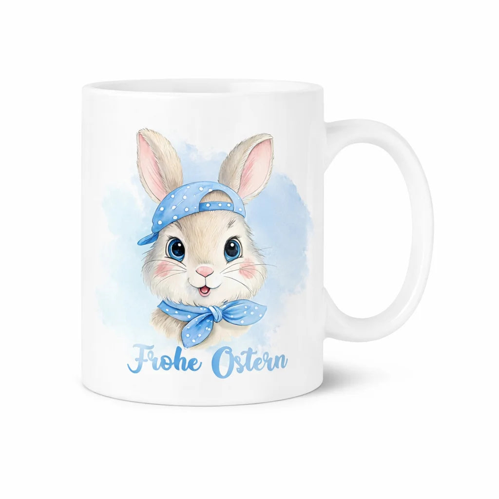 Tasse - Frohe Ostern mit Hasen Rosa