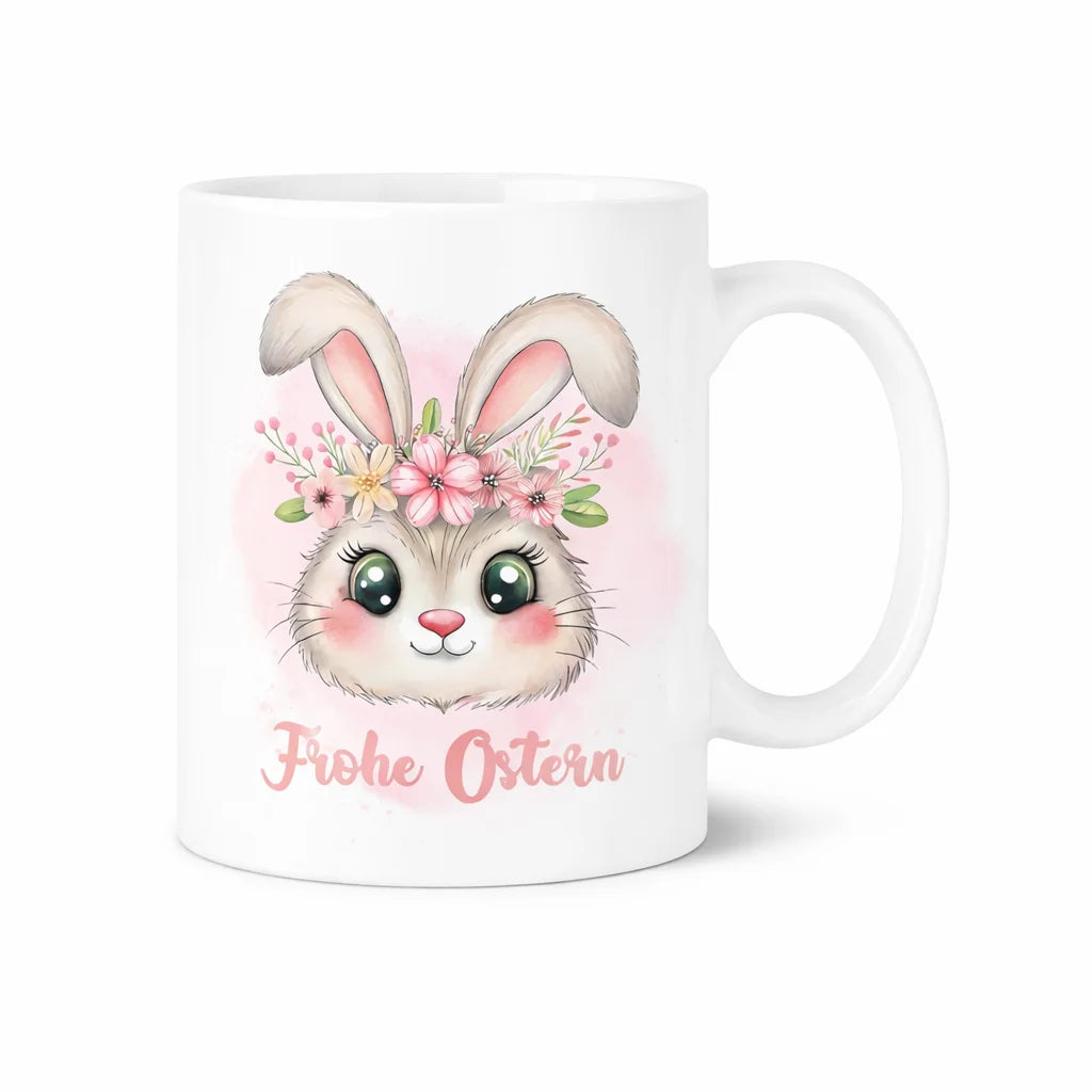 Tasse - Frohe Ostern mit Hasen Rosa