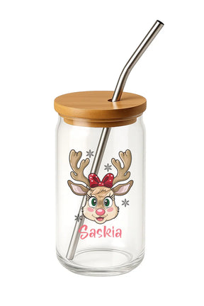 Glas mit Deckel - Rentier