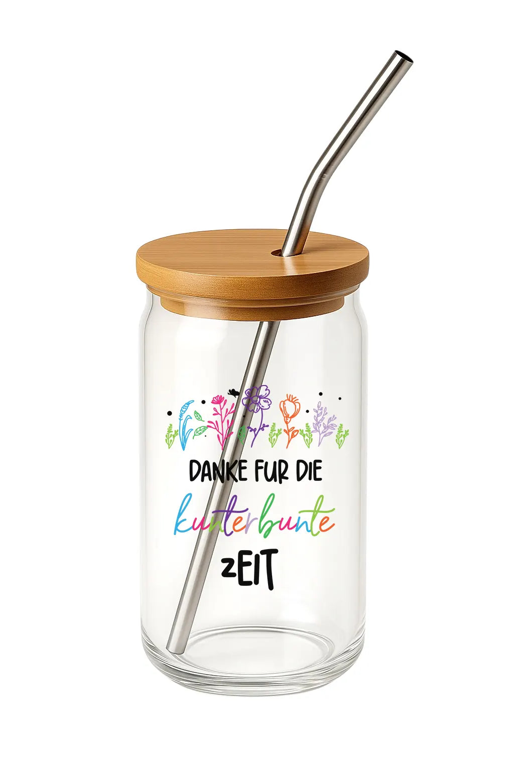 Glas mit Deckel - Danke für die kunterbunte Zeit