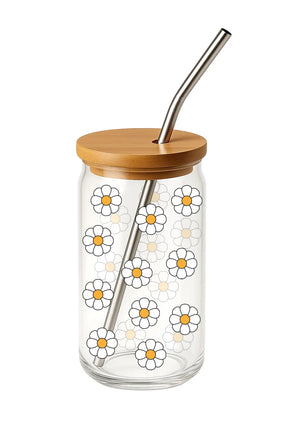 Glas mit Deckel - Sonnenblumen