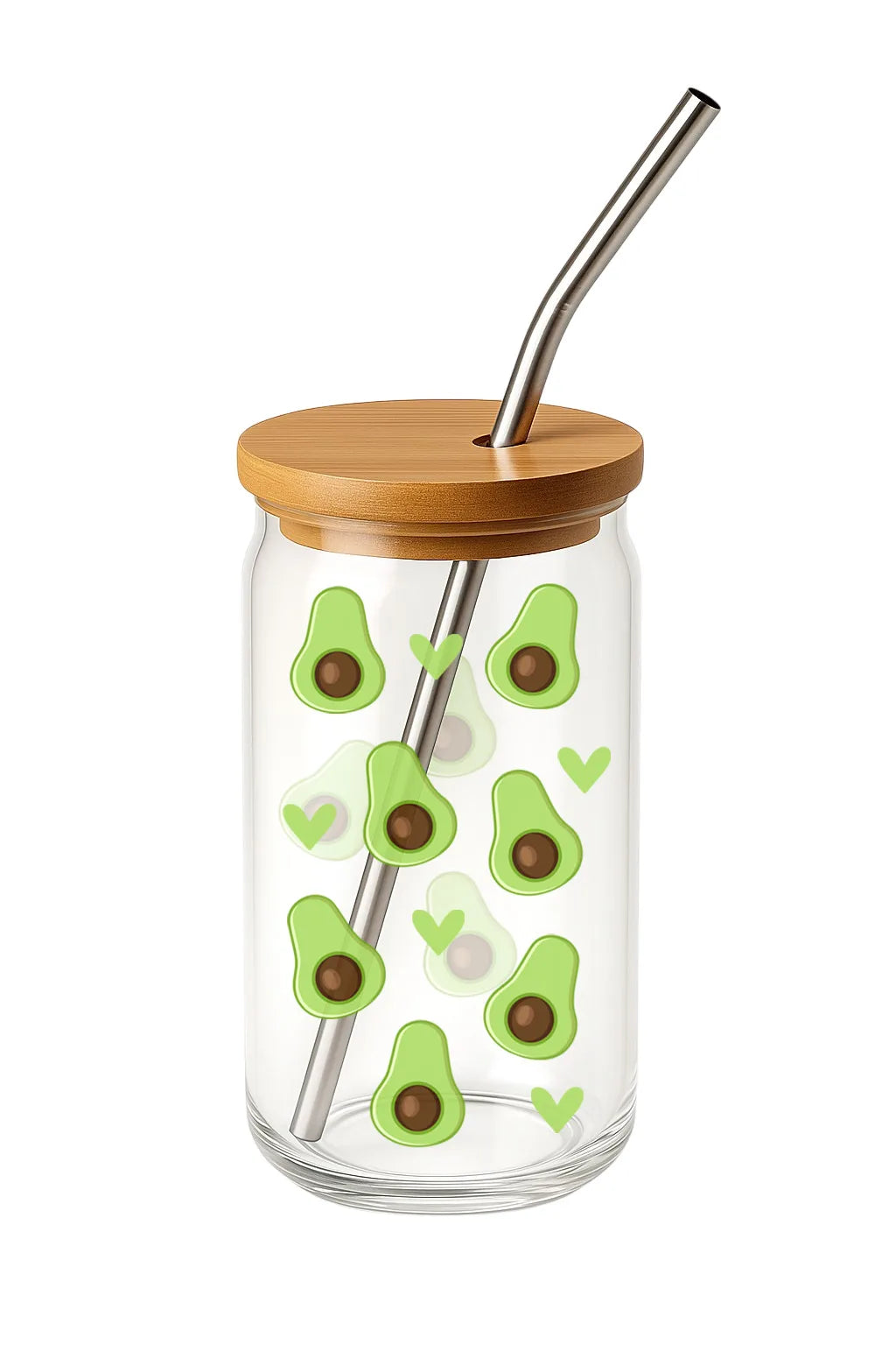 Glas mit Deckel - Avocado