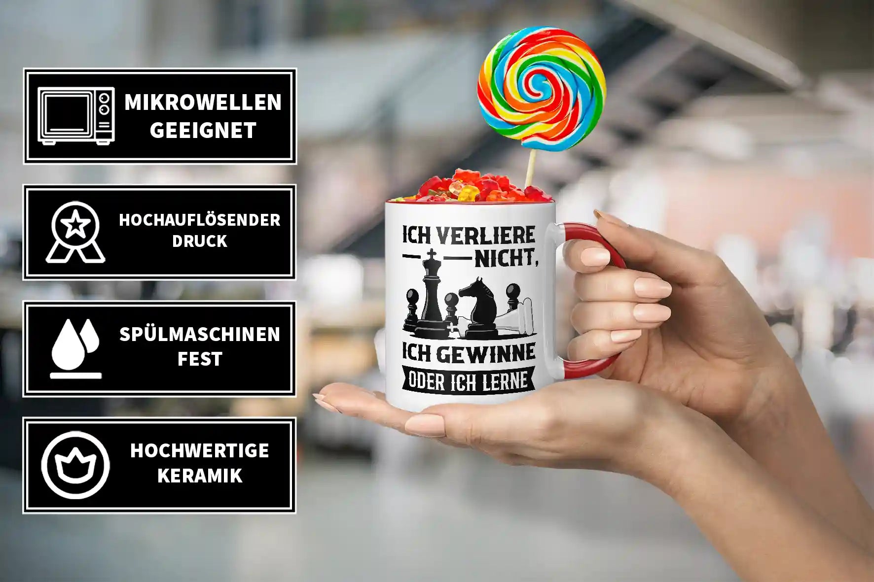 Tasse - Ich verliere nicht, ich gewinne oder ich lerne - Schach