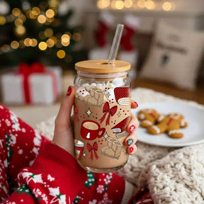 Glas mit Deckel - Christmas Red