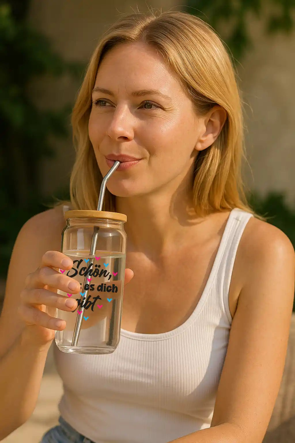 Glas mit Deckel - Schön, dass es dich gibt